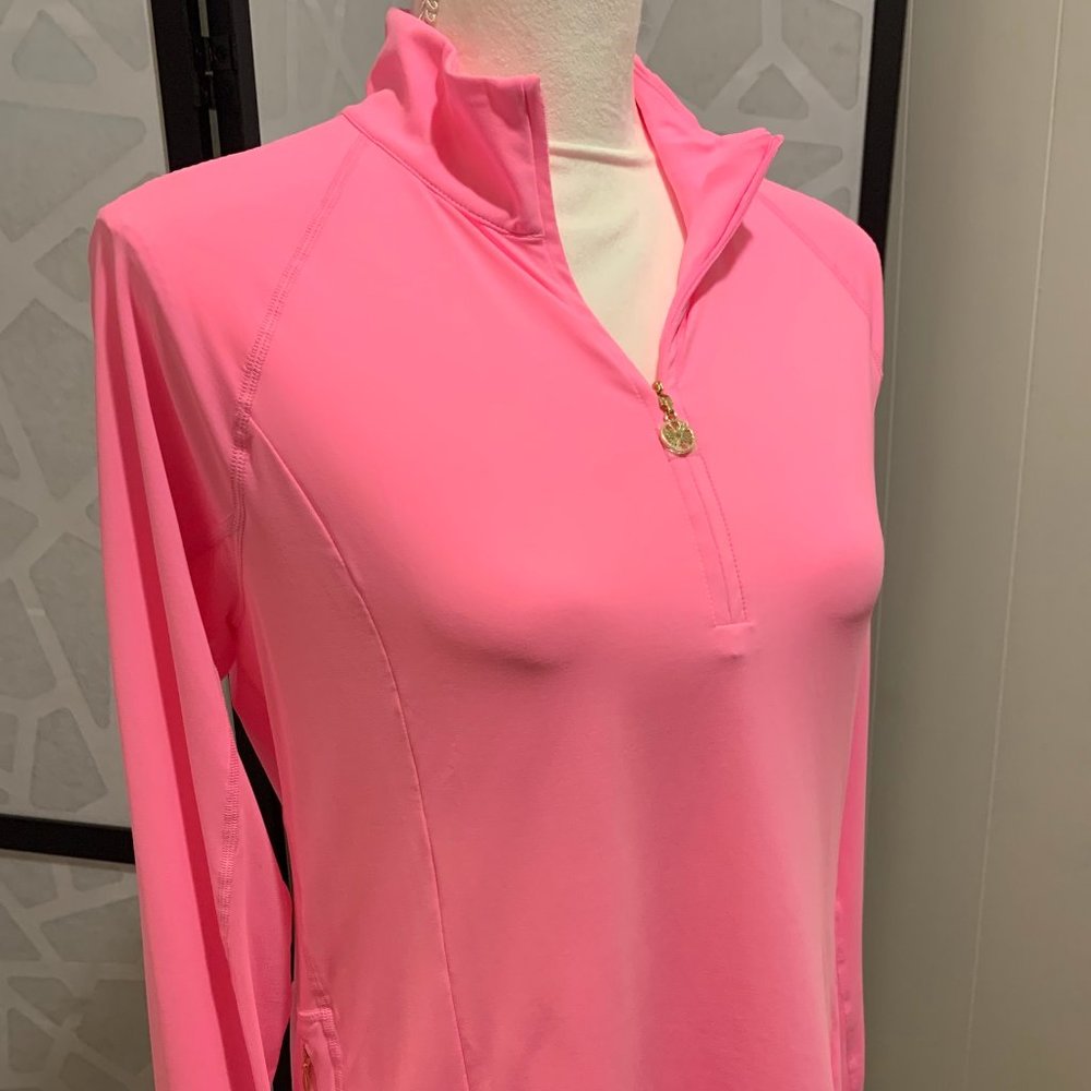 Lilly Pulitzer Luxletic Half Zip Pink Top NWT M